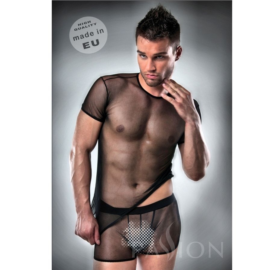 T-Shirt + Underwear 017 Negro Transparente By Passion 1