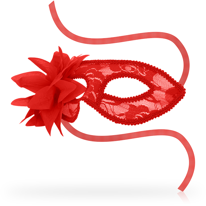 Ohmama Masks Antifaz con Encajes y Flor - Rojo 2