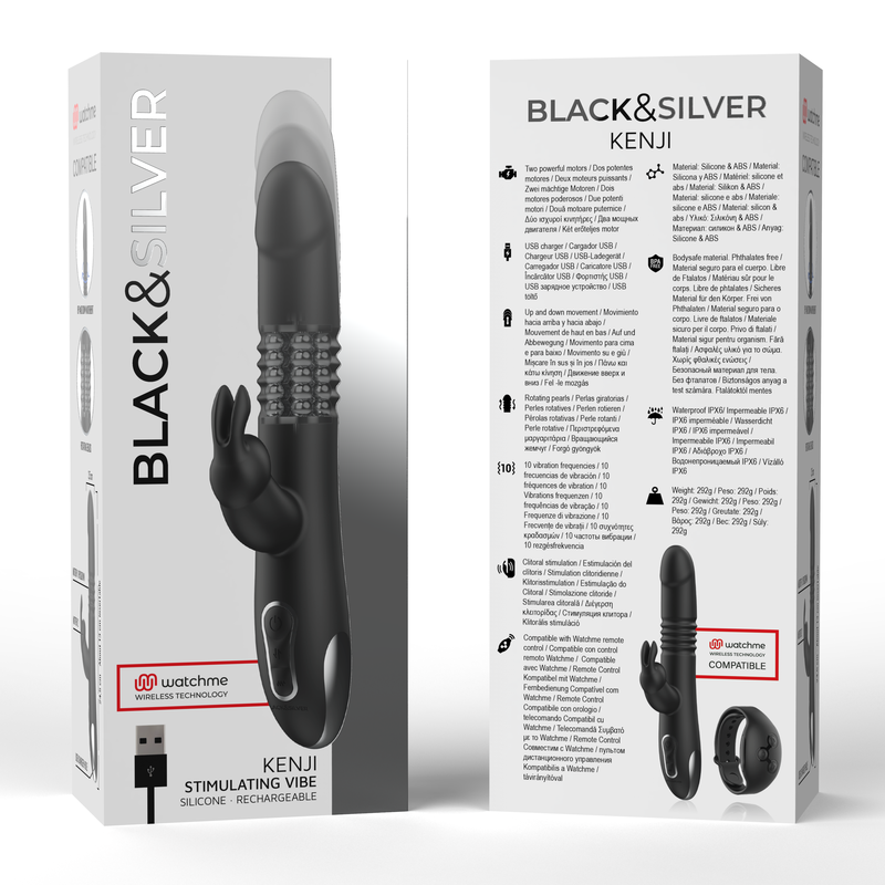 Black&Silver Kenji Stimulating Vibe Compatible con Watchme Wireless Technology 7