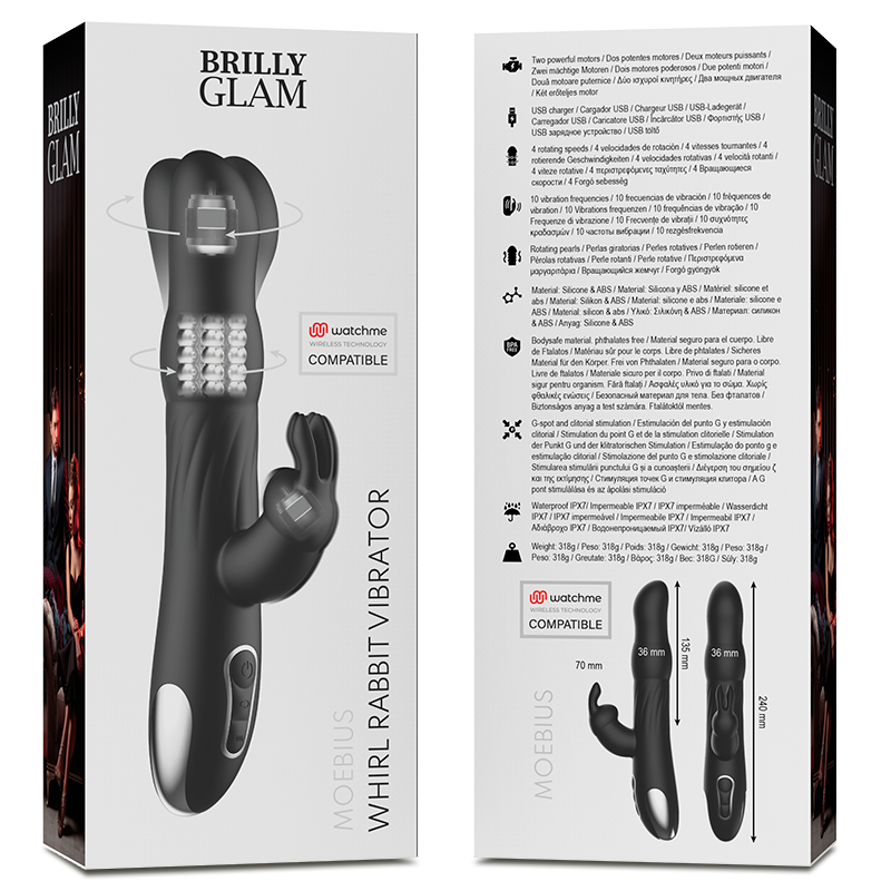 Brilly Glam Moebius Rabbit Vibrador & Rotator Compatible con Watchme Wireless Technology 7