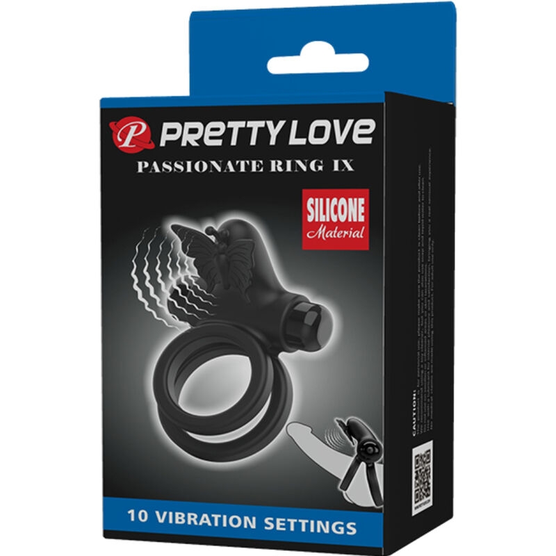 Pretty Love - Doble Anilo Vibrador con Estimulador Negro 11