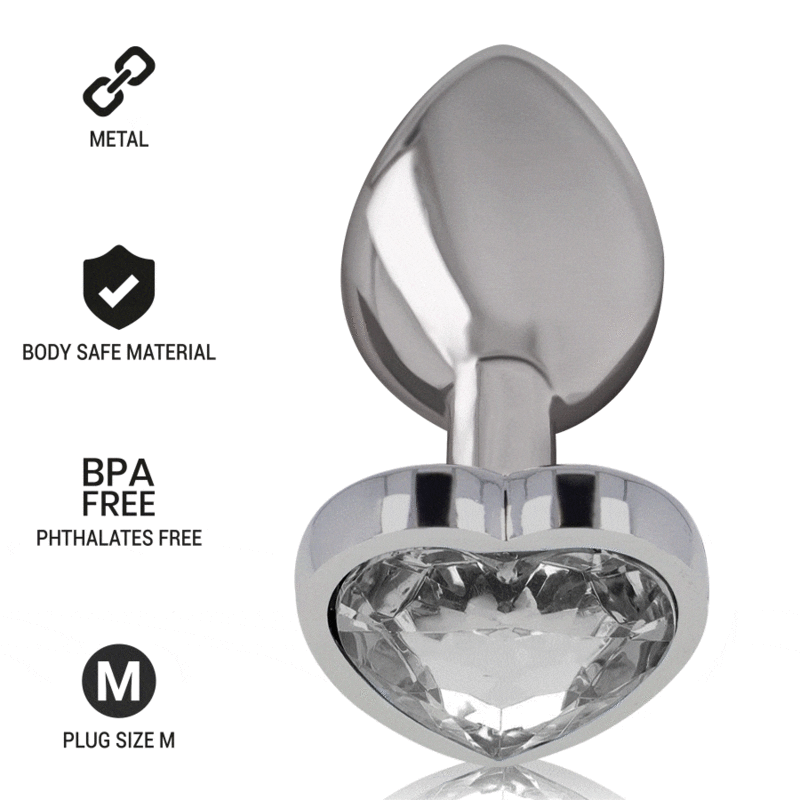 Intense - Plug Anal Metal Aluminio Corazón Blanco Talla M 7