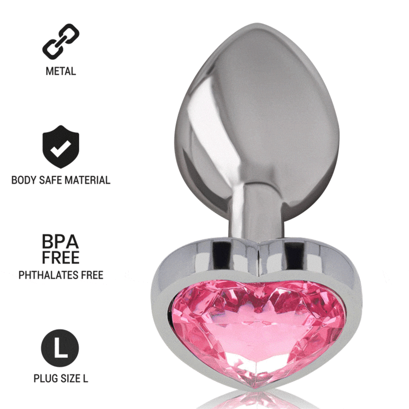 Intense - Plug Anal Metal Aluminio Corazón Rosa Talla L 7