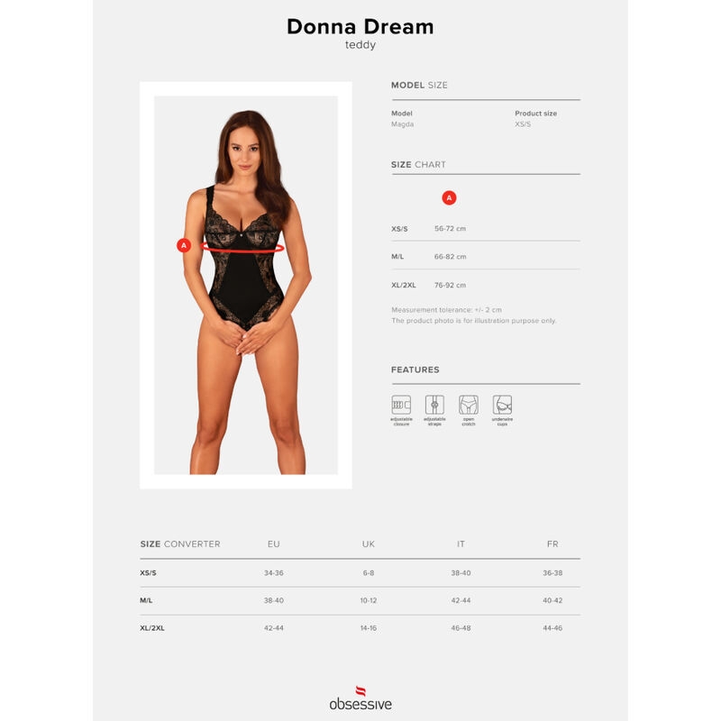 Obsessive - Donna Dream Crotchless Teddy Xs/S 7