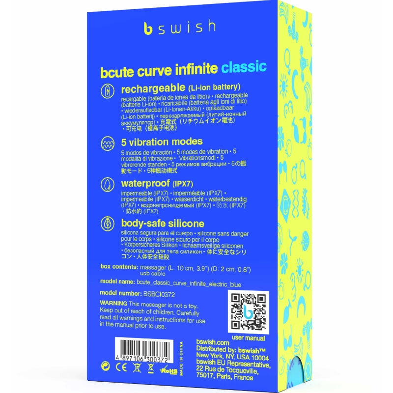 B Swish - Bcute Curve Infinite Classic Vibrador Recargable Silicona Azul 5