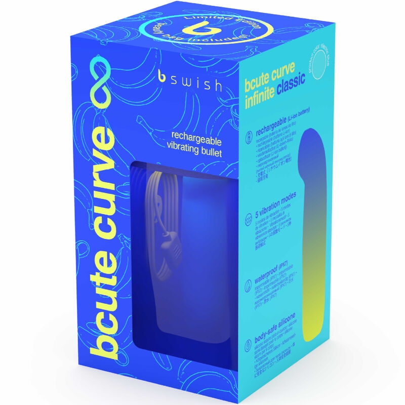B Swish - Bcute Curve Infinite Classic Edicion Limitada Vibrador Recargable Silicona Azul 6