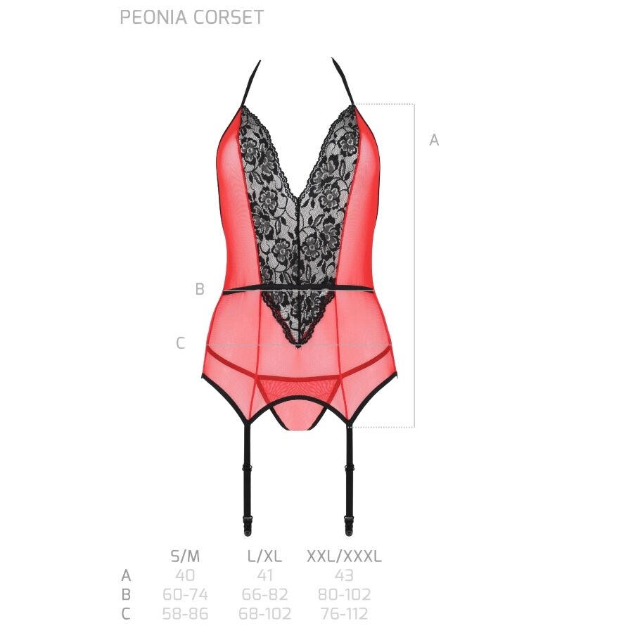 Passion - Peonia Corset Erotic Line Rojo L/XL 6