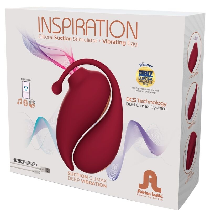 Adrien Lastic - Inspiration Succionador Clitoris + Huevo Vibrador Rojo - App Gratuita 9