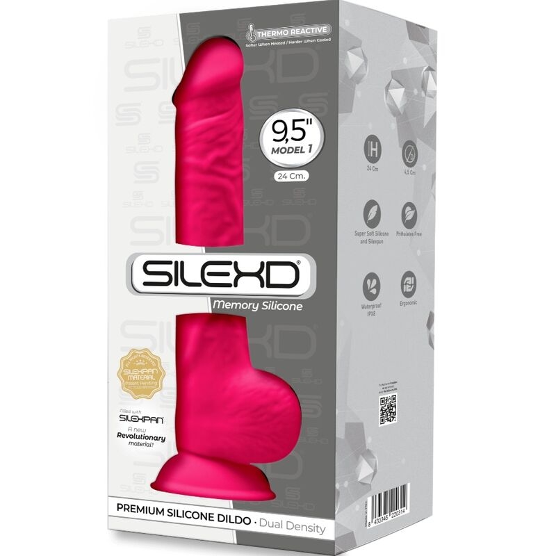 Silexd - Modelo 1 Pene Realistico Silicona Premium Silexpan Fucsia 24 cm 3