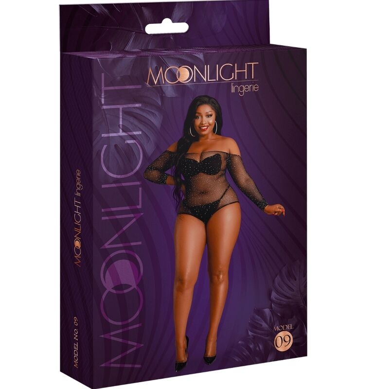 Moonlight - Modelo 9 Body Manga Larga Negro Brillante Talla Unica / Plus Size 3