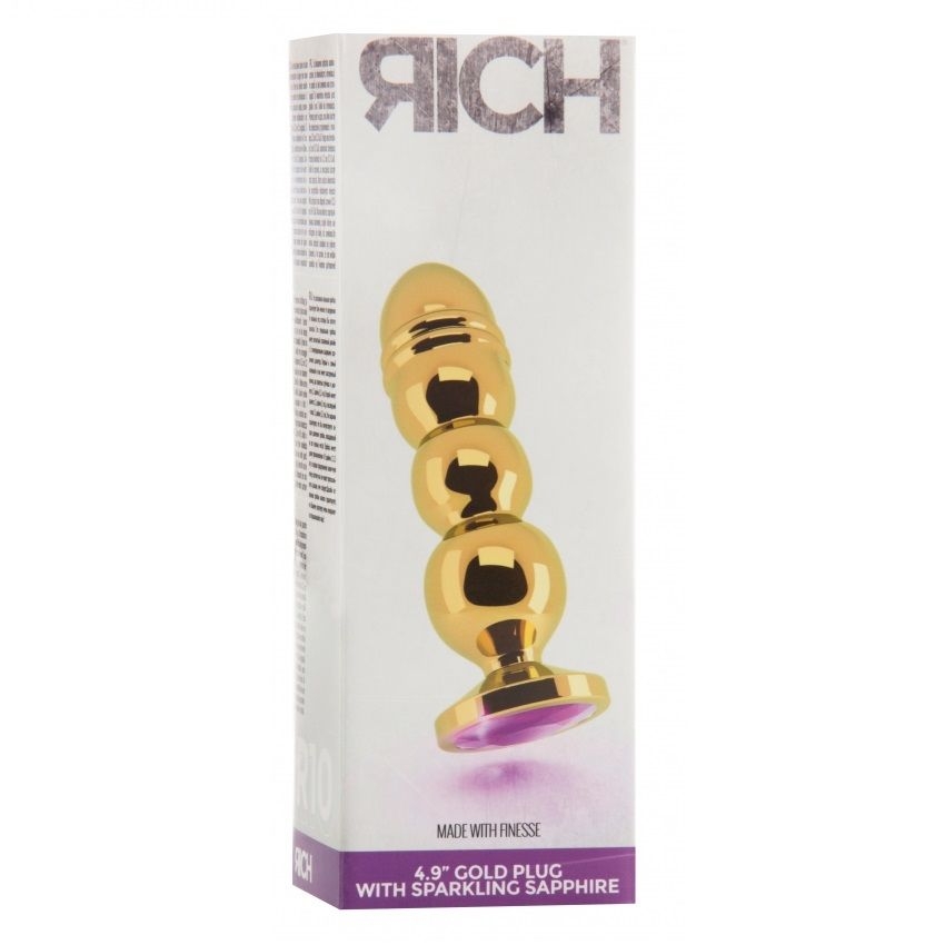 Rich R10 Plug Anal Metal Gold Shaphire 12.5cm 2