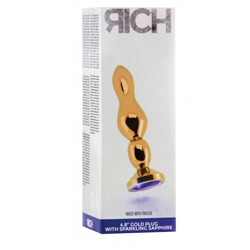 Rich R4 Gold Plug Anal Metal Saphire 12cm 2