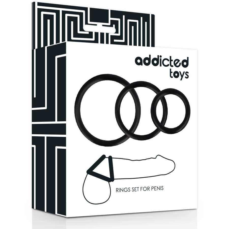 Addicted Toys Set Anillos Pene Negro 1