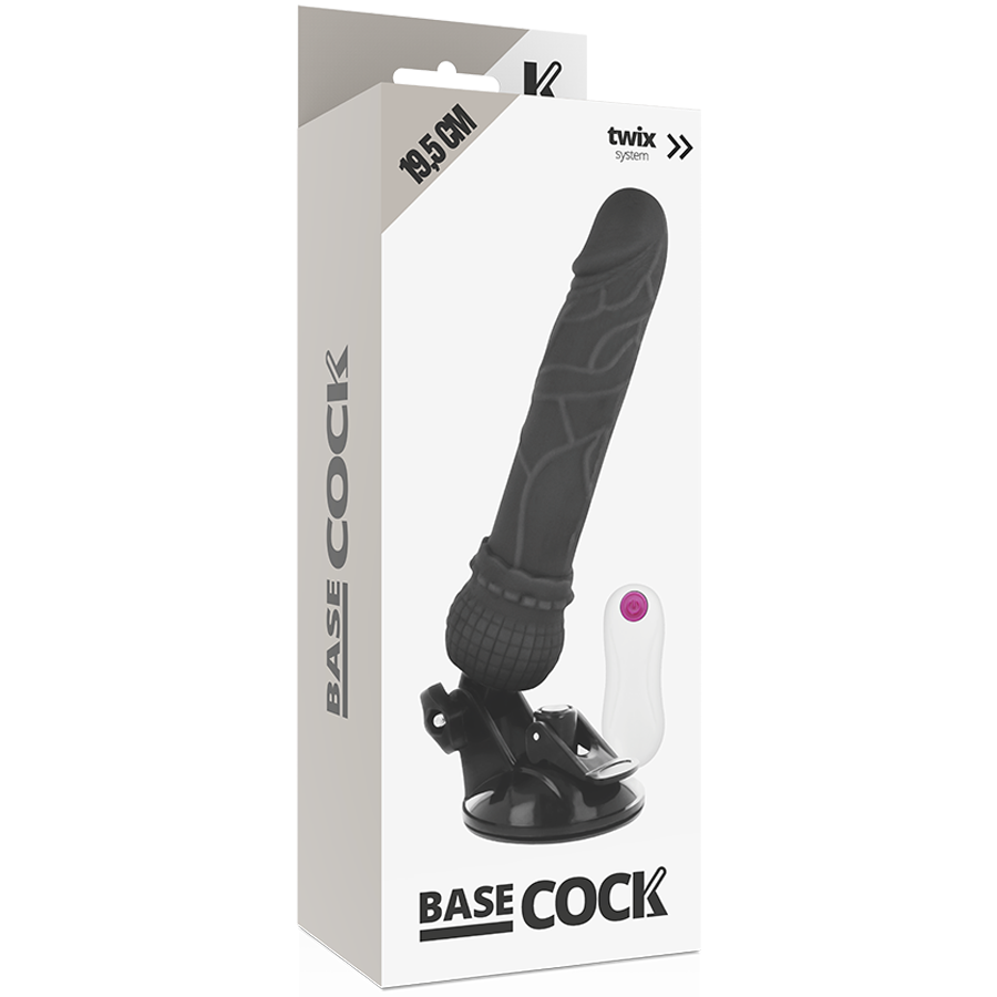 Based Cock Realistic Vibrador Control Remoto Negro 19.5 cm 2