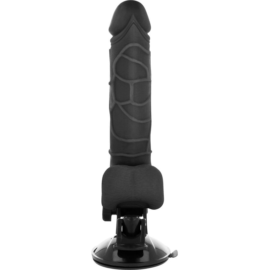 Based Cock Realistic Vibrador Control Remoto Negro 18.5cm 2