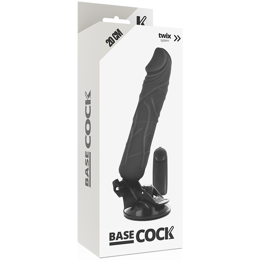 Based Cock Realistic Vibrador Control Remoto Negro 20cm 2