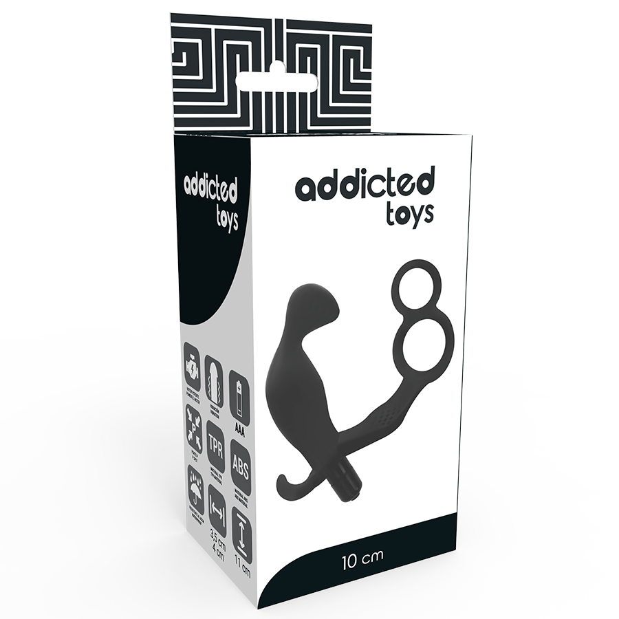 Addicted Toys Plug Anal con Anilla Doble Pene y Testiculos Negro 1