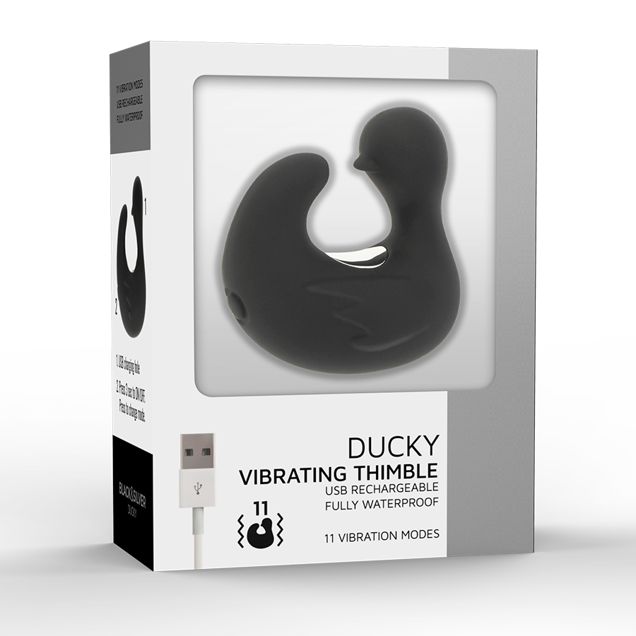 Black&Silver Dedal Estimulador de Silicona Recargable Ducky 2