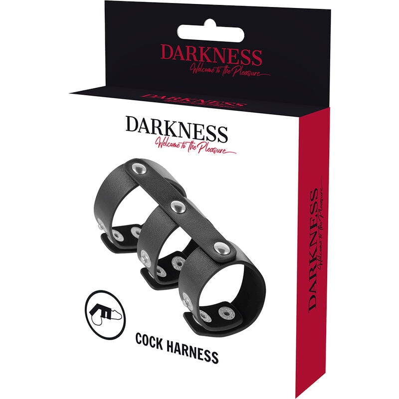 Darkness Anillo Doble Pene y Testiculos Ajustable Leather 2