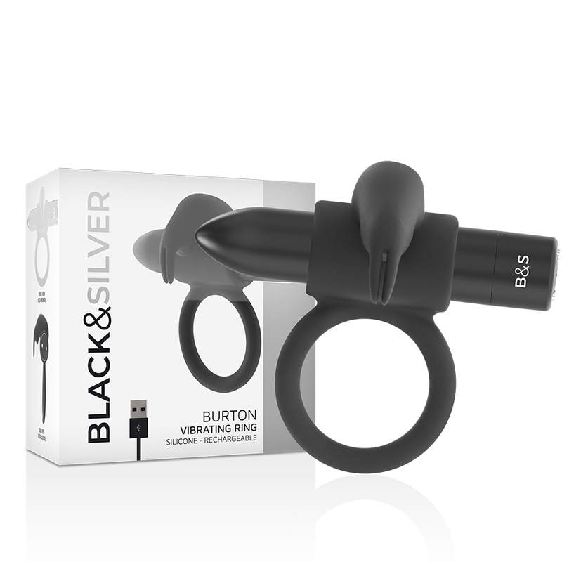 Black&Silver Burton Anillo Recargable 10 Modos Vibracion Negro 4