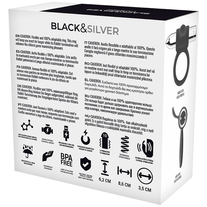 Black&Silver Cameron Anillo Recargable 10v Silver 6