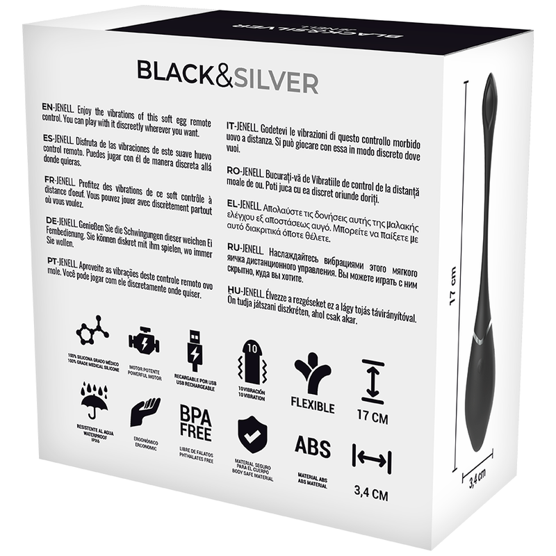 Black&Silver Jenell Huevo Vibrador Recargable 4