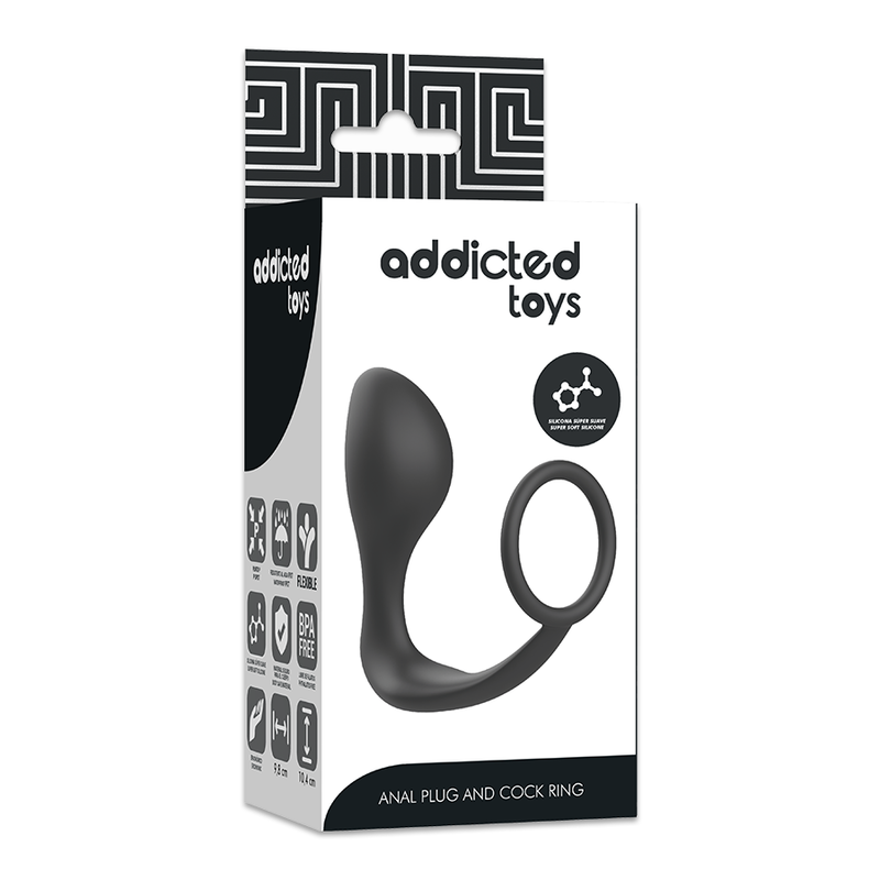 Addicted Toys Plug Anal con Anillo Silicona Negro 6