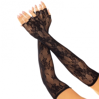 Leg Avenue - Guantes Sin Dedos Red Floral Negro